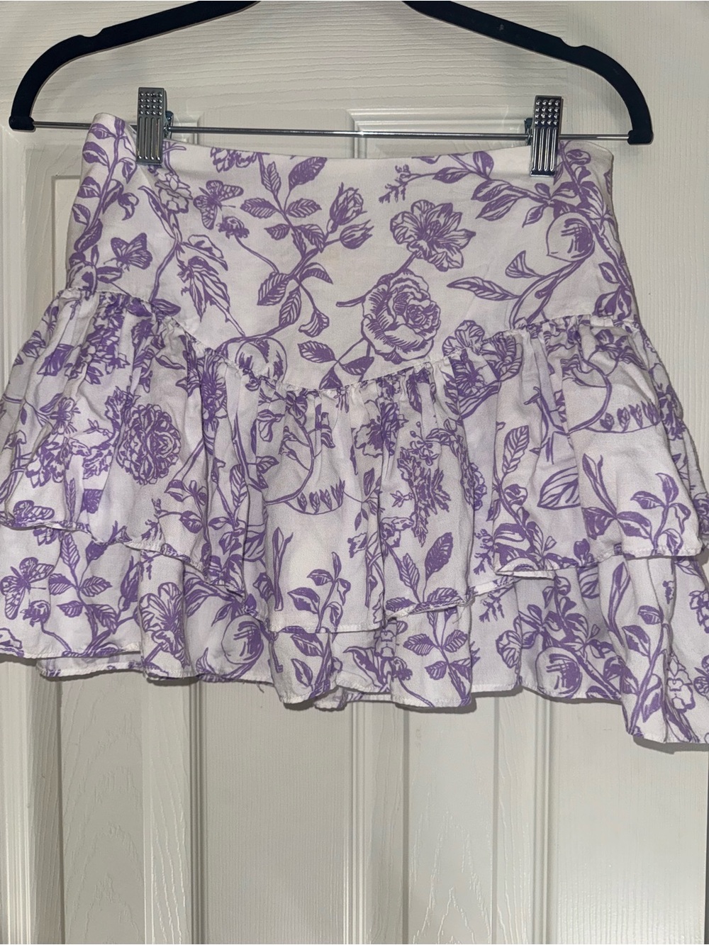 Cake For Dinner Floral Ruffle Mini Skirt - Lavender White
